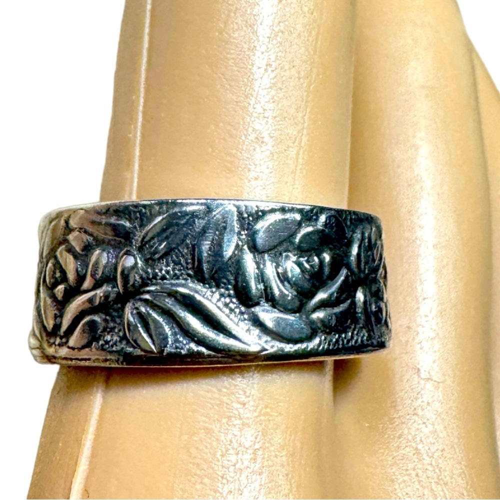Rose Spoon Artisan Ring Made from Vintage National Stainless Steel Spoon Japan